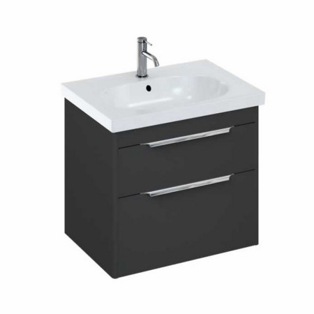 Britton Shoreditch 650mm Wall Hung Matt Grey Double Drawer Vanity Unit and Basin Round Origin Basin