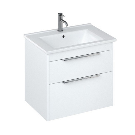 Britton Shoreditch 650mm Wall Hung Matt White Double Drawer Vanity Unit and Basin