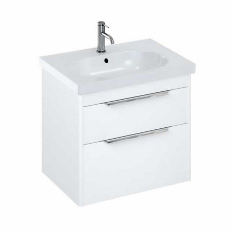 S65DDWV2 Britton Shoreditch 650mm Wall Hung Matt White Double Drawer Vanity Unit and Basin with Round Basin
