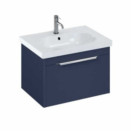 Britton Shoreditch 650mm Wall Hung Matt Blue Single Drawer Vanity Unit and Basin Round Origin Basin