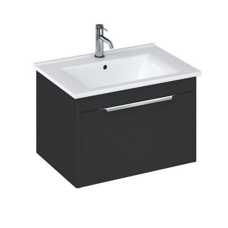 Britton Shoreditch 650mm Wall Hung Matt Grey Single Drawer Vanity Unit and Basin