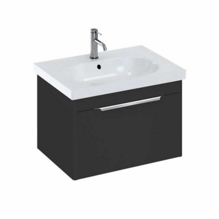 S65SDGV2 Britton Shoreditch 650mm Wall Hung Matt Grey Single Drawer Vanity Unit and Basin Round Origin Basin Round Origin Basin