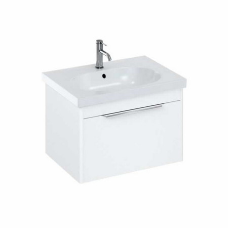 S65SDWV2 Britton Shoreditch 650mm Wall Hung Matt White Single Drawer Vanity Unit and Basin Round Origin Basin
