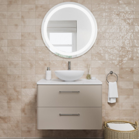 SHR057 Britton Shoreditch 800mm Circular LED Bathroom Mirror with Vanity Unit