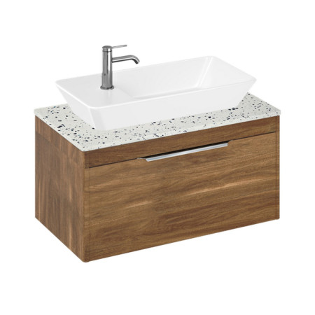Britton Shoreditch 850mm Single Drawer Unit Caramel with Worktop and Yacht Countertop Basin