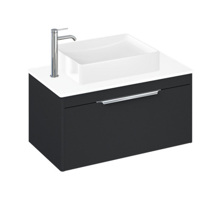 Britton Shoreditch 850mm Single Drawer Unit Matt Grey with Worktop and Countertop Basin