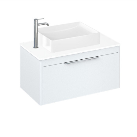 Britton Shoreditch 850mm Single Drawer Unit Matt White with Worktop and Countertop Basin