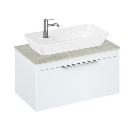 Britton Shoreditch 850mm Single Drawer Unit Matt White with Worktop and Yacht Countertop Basin