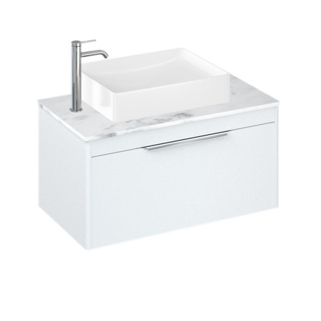 Britton Shoreditch 850mm Single Drawer Unit Matt White with Worktop and Countertop Basin