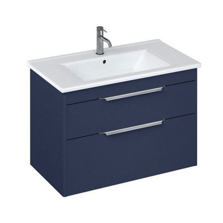 Britton Shoreditch 850mm Wall Hung Matt Blue Double Drawer Vanity Unit and Basin