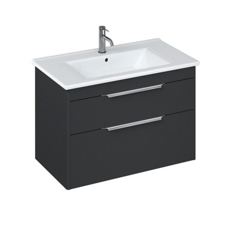 Britton Shoreditch 850mm Wall Hung Matt Grey Double Drawer Vanity Unit and Basin