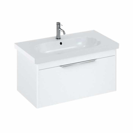 Britton Shoreditch 850mm Wall Hung Matt White Single Drawer Vanity Unit and Basin Rounded Basin