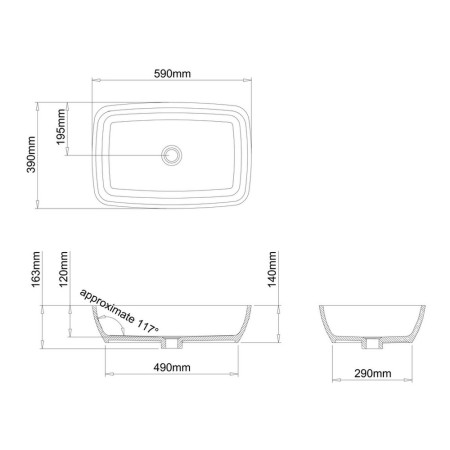 B4D Britton Vicenza Natural Stone Basin Line Drawing