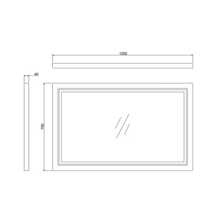 M12MW Burlington 1200mm Matt White Framed Illuminated Mirror Line Drawing
