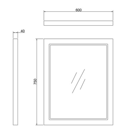 M6OMG Burlington 600mm Matt Green Framed Bathroom Mirror Line Drawing