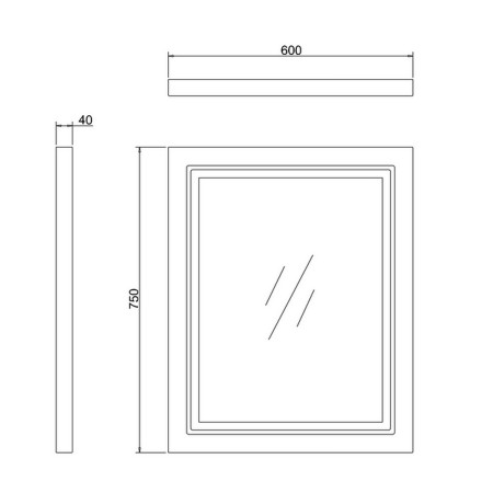 M6MW Burlington 600mm Matt White Framed Illuminated Mirror Line Drawing