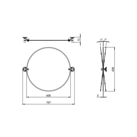 MIRRU60 Burlington 600mm Traditional Rounded Mirror Line Drawing