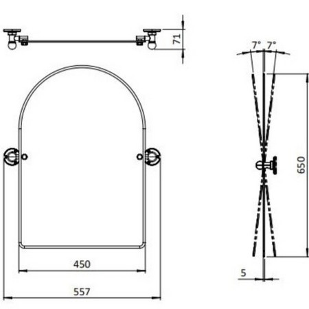MIRAR45X65 Burlington 650 x 450mm Traditional Arch Mirror Line Drawing