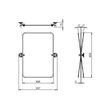 MIRRE45X65 Burlington 650 x 450mm Traditional Rectangular Mirror Line Drawing