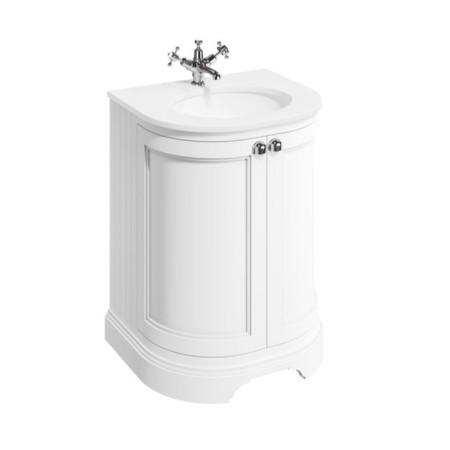 Burlington 650mm White Curved Vanity Unit with Doors and Minerva Worktop Basin