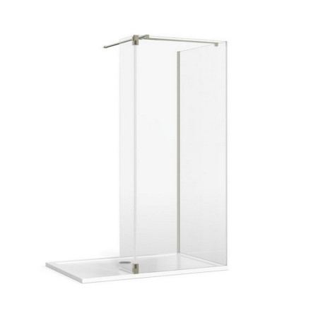 Burlington 8 655mm Glass Corner Wetroom with T Bracing Bar in Brushed Nickel with Hinge