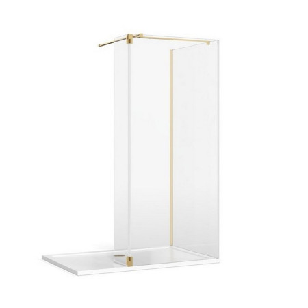 Burlington 8 655mm Glass Corner Wetroom with T Bracing Bar in Gold with Hinge