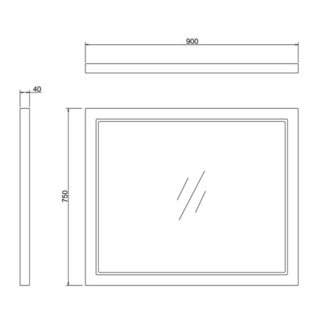 M9OG Burlington 900mm Classic Grey Framed Bathroom Mirror Line Drawing