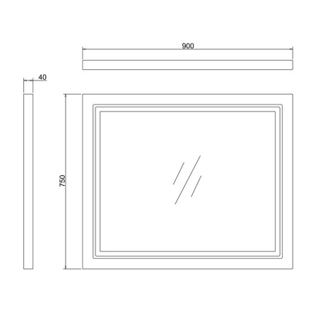 M9MG Burlington 900mm Grey Framed Illuminated Mirror Line Drawing