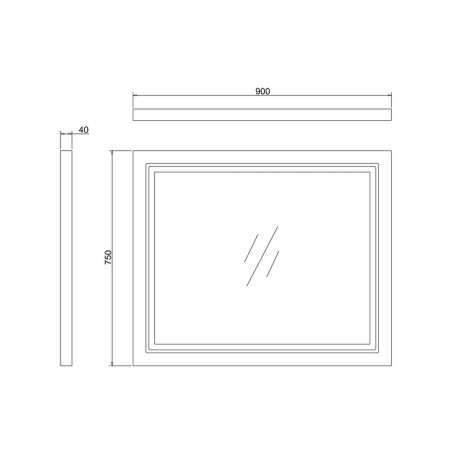 M9MMG Burlington 900mm Matt Green Framed Illuminated Mirror Line Drawing