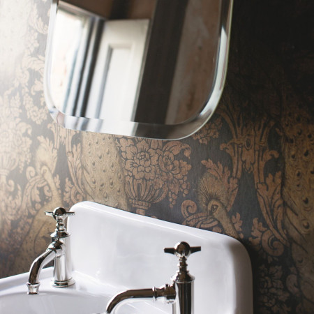 ARC5002TH Burlington Arcade 500mm 2TH Cloakroom Basin with Nickel Overflow Chrome Taps