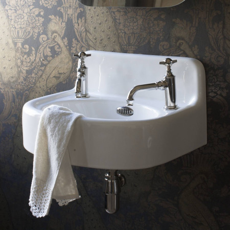 ARC5002TH Burlington Arcade 500mm 2TH Cloakroom Basin with Nickel Overflow Lifestyle