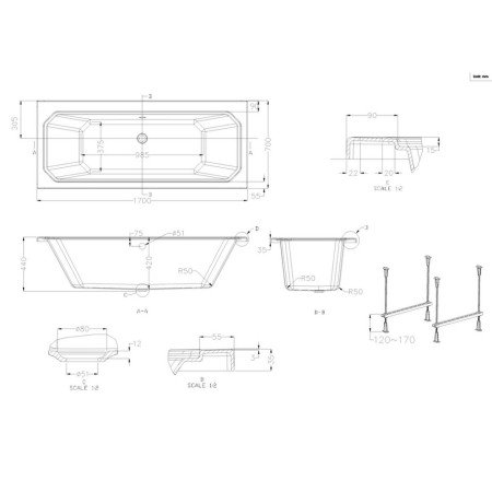 E31 Burlington Arundel Double Ended 1700 x 700mm Bath (2)