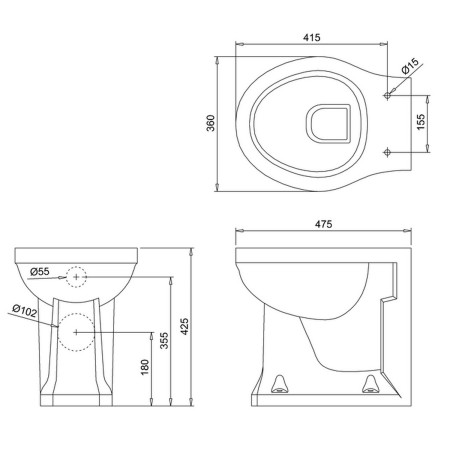 P14 Burlington Back to Wall Pan Line Drawing