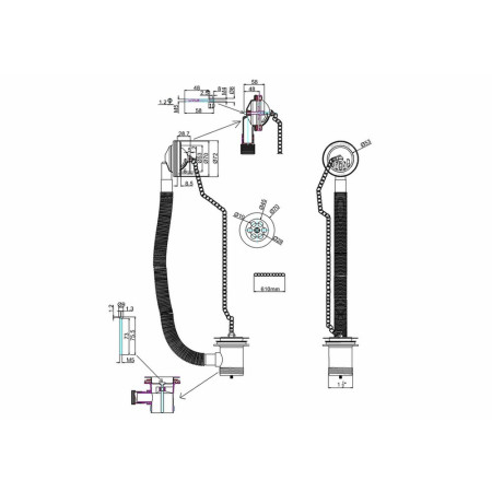 W3 BNKL Burlington Bath Overflow with Plug & Chain in Brushed Nickel (2)