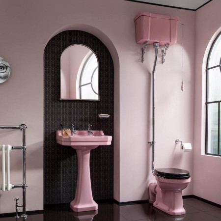 P2PINK/C28SPINK/T30CHR Burlington Bespoke Confetti Pink Standard High-Level WC with Single Flush Cistern (2)