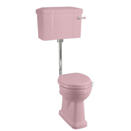 P2PINK/C1PINK/T31CHR Burlington Bespoke Confetti Pink Standard Low Level WC with 520 Lever Cistern