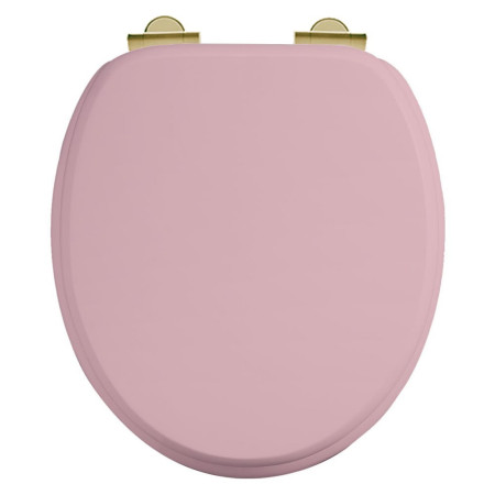 S54GOLD Burlington Bespoke Confetti Pink Toilet Seat with Gold Hinges (1)