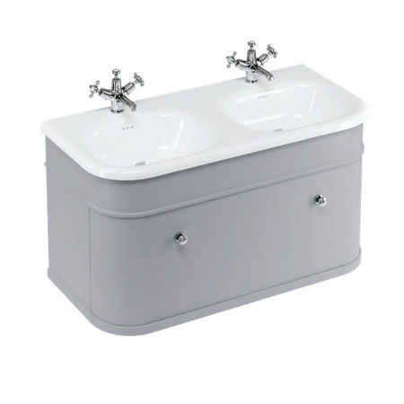 Burlington Chalfont 1000mm Single Drawer Vanity Unit with Double Basin in Classic Grey