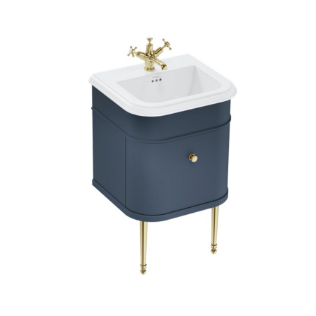 Burlington Chalfont 550mm Single Drawer Vanity Unit with Basin in Blue with 1TH Ceramic Basin