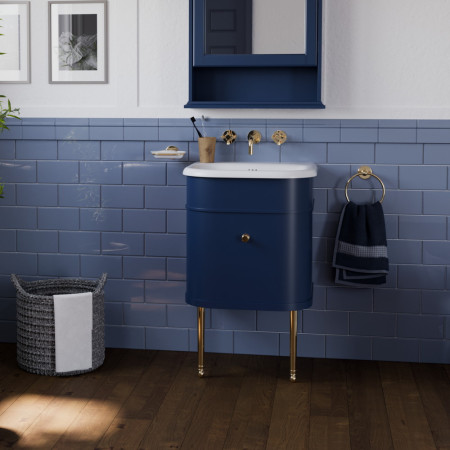 Burlington Chalfont 550mm Single Drawer Vanity Unit with Basin in Blue Lifestyle