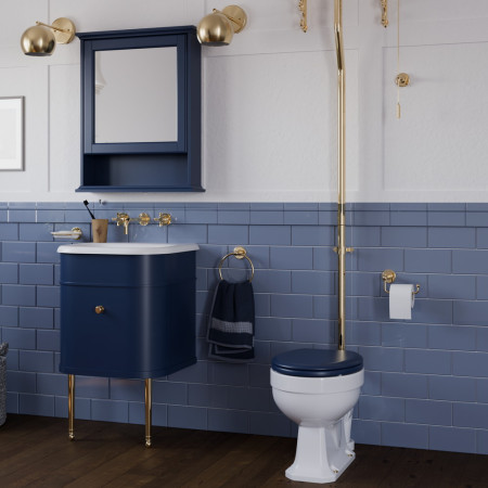 Burlington Chalfont 550mm Single Drawer Vanity Unit with Basin in Blue Bathroom Setting