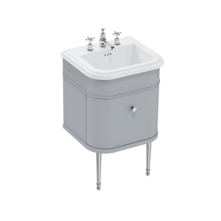 Burlington Chalfont 550mm Single Drawer Vanity Unit with Basin in Classic Grey with 3TH Ceramic Basin