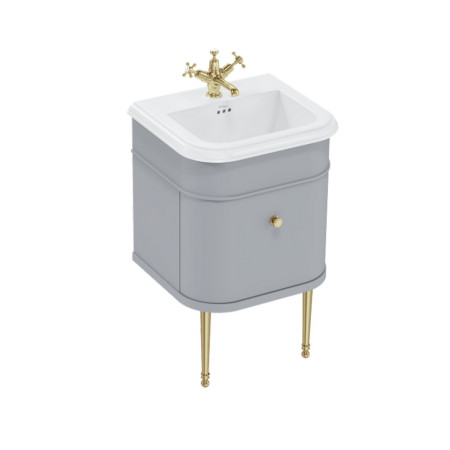 Burlington Chalfont 550mm Single Drawer Vanity Unit with Basin in Classic Grey with 1TH Ceramic Basin