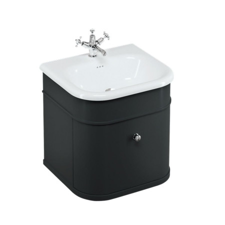 Burlington Chalfont 550mm Single Drawer Vanity Unit with Basin in Matt Black