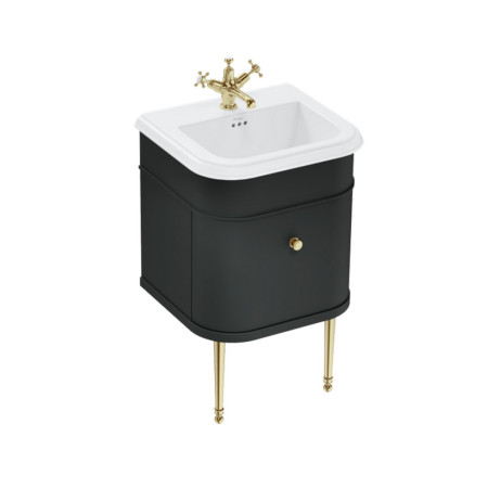 Burlington Chalfont 550mm Single Drawer Vanity Unit with Basin in Matt Black with 1TH Ceramic Basin