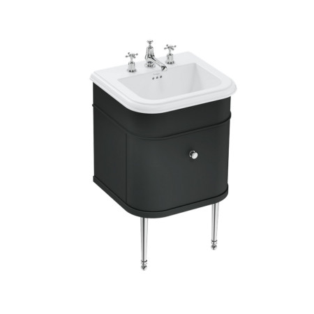 Burlington Chalfont 550mm Single Drawer Vanity Unit with Basin in Matt Black with 3TH Ceramic Basin