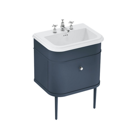 Burlington Chalfont 650mm Single Drawer Vanity Unit with Basin in Blue with 3TH Ceramic Basin