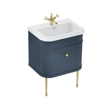 Burlington Chalfont 650mm Single Drawer Vanity Unit with Basin in Blue with 1TH Ceramic Basin