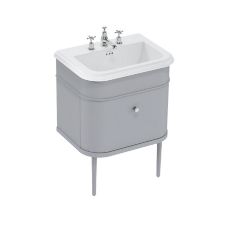 Burlington Chalfont 650mm Single Drawer Vanity Unit with Basin in Classic Grey with 3TH Ceramic Basin