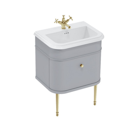 Burlington Chalfont 650mm Single Drawer Vanity Unit with Basin in Classic Grey with 1TH Ceramic Basin